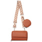 PU Leather Wide Strap Crossbody Bag with Coin Pouch for Women