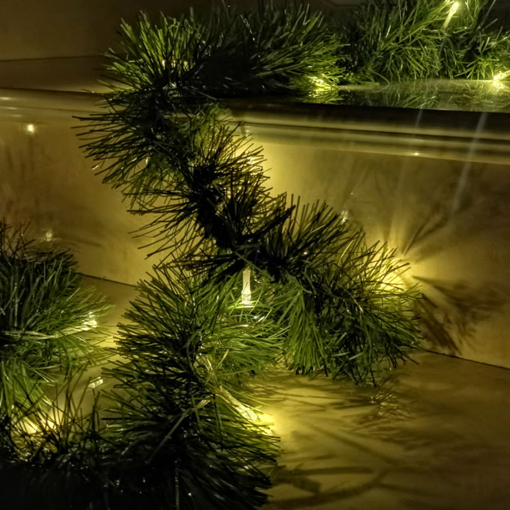 10m Christmas Garland with 100 LED Lights Artificial Wreath Stairs Rattan Decoration