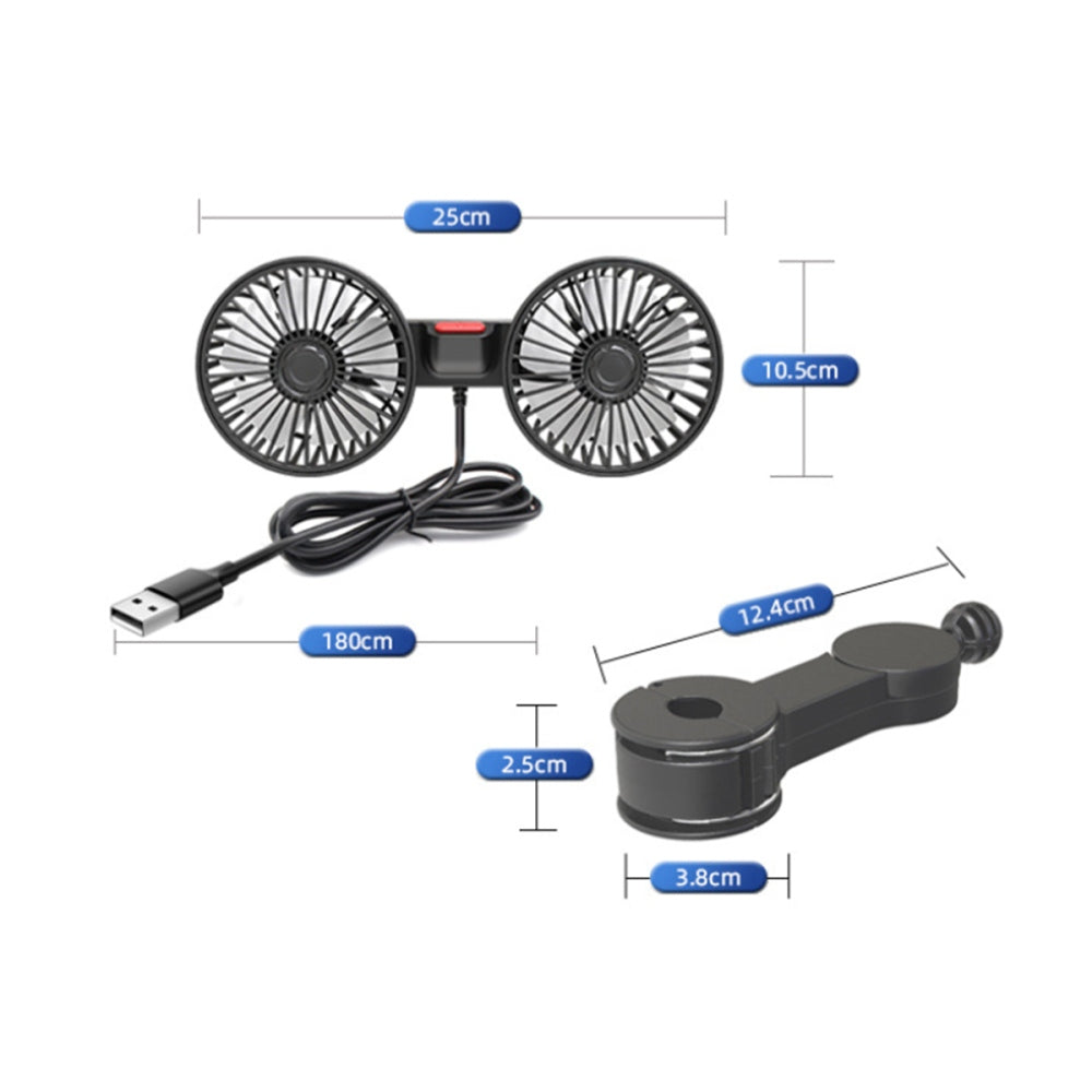 Rotation Air Cooling Fan Car Cooling Fan Car Back Rear Seat Dual Head Fan