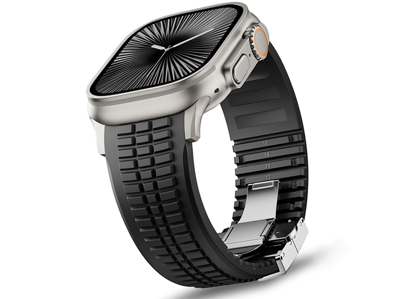 Men's Rubber Watch Band Compatible with Apple Watch Folding Buckle 42 44 45 46 49mm