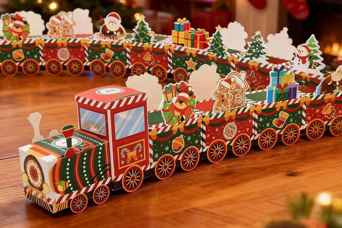 24 Piece Cardstock DIY Christmas Train Advent Calendar Candy Boxes