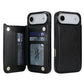 Leather Wallet Case for iPhone 17 Series Double Secure Flip Closure Full Body Drop Defense-Black