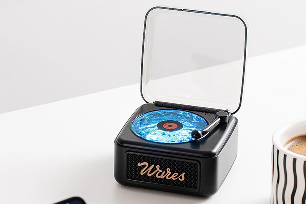 Record Player Shaped Bluetooth Speaker White Noise Projection Lamp