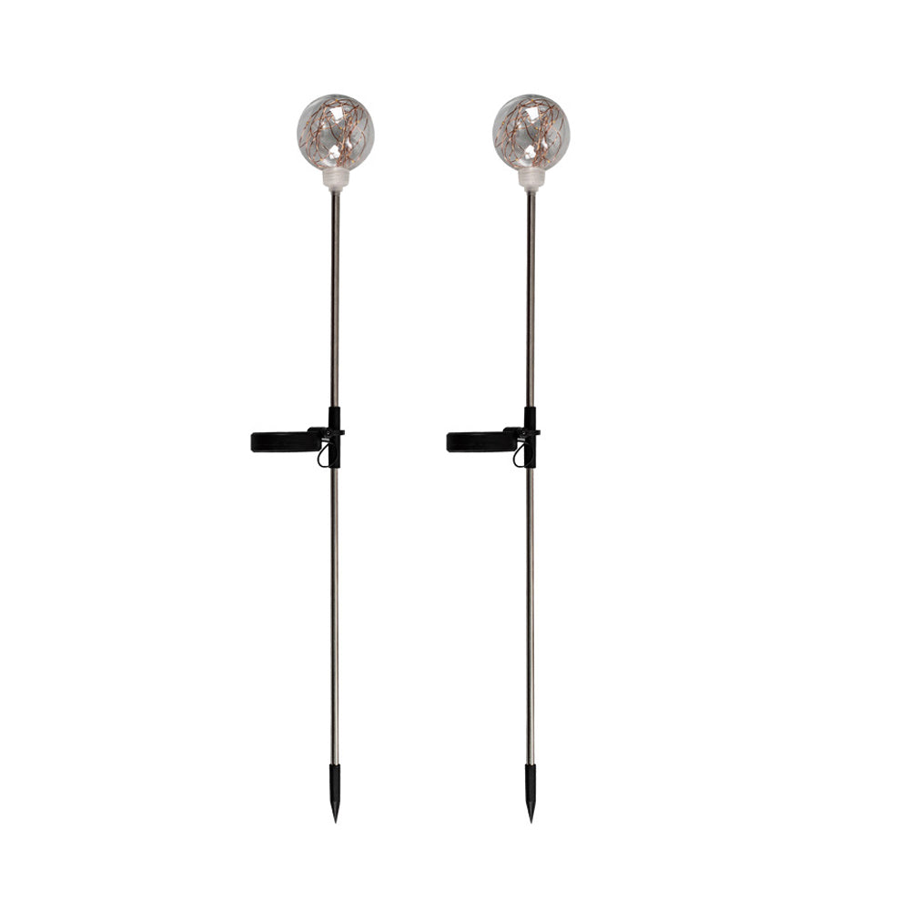 2Pcs Solar Globe Light Water-resistant Outdoor Stake Light
