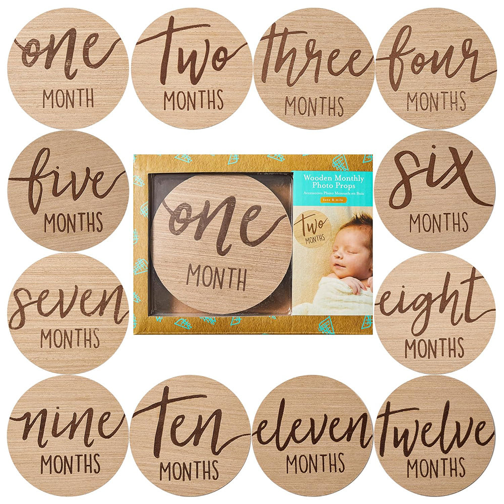 6Pcs 10CM Wooden Milestone Cards For Kids Announcement and Milestone