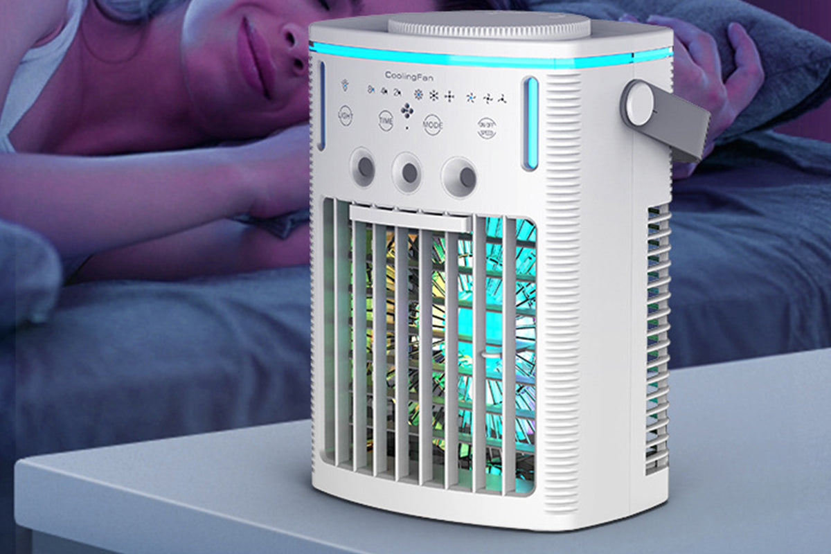 Wired 1000ml Evaporative Cooling Fan with Remote Control and Timer 7 Color Night Light