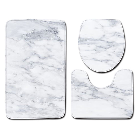 3Pcs Washable Bathroom Mat Set Anti Slip Toilet Seat Cover Pedestal Rug Bath Carpet