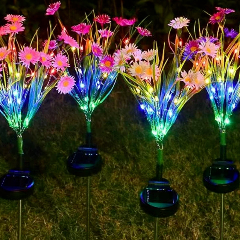 4Pcs Solar Garden Flowers Stake Light