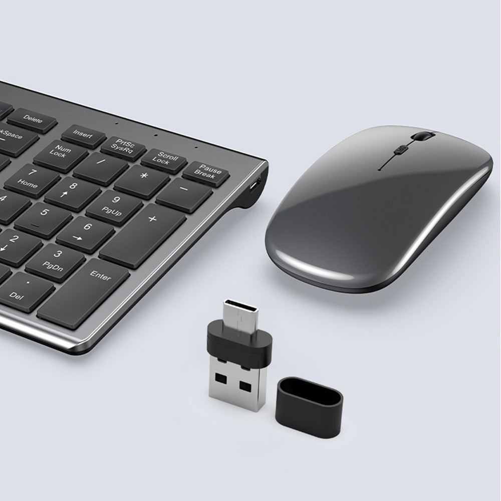 Wireless Keyboard and Mouse Set Triple Modes Bluetooth  Rechargeable For Tablet PC