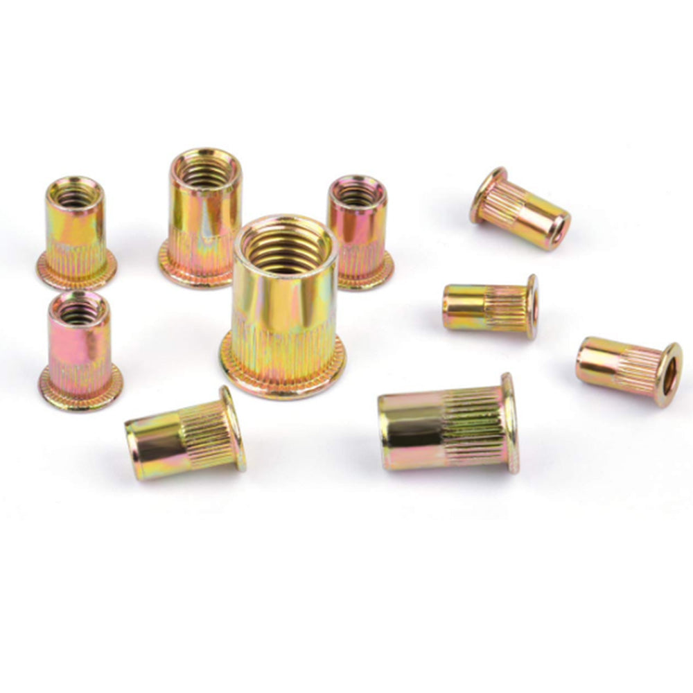 230pcs Rivet Nut Kit Rivnut Zinc Plated Flat Head Insert Nut Assort