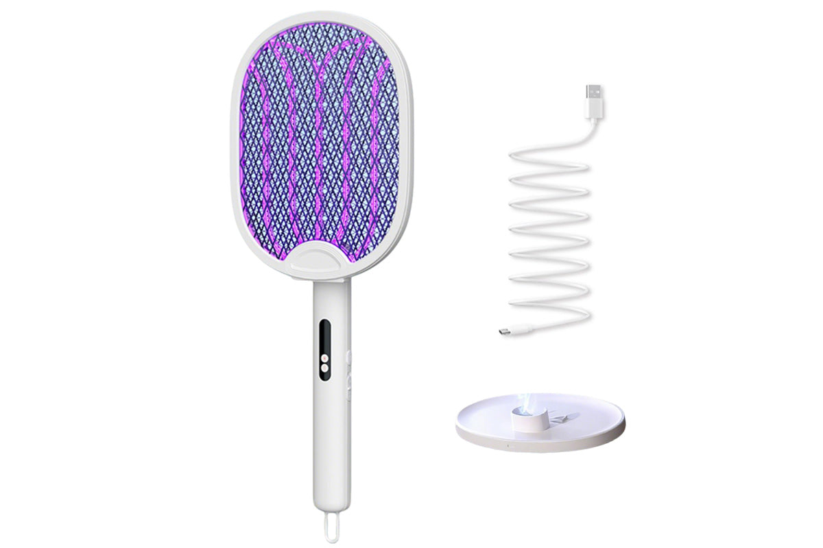 Foldable Electric Mosquito Swatter with Charging Base Station Mosquito Zapper Fly Killer Rechargeable Bug Zapper