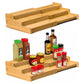 3-Tier Expandable Bamboo Spice Rack Organizer Adjustable Kitchen Cabinet Storage