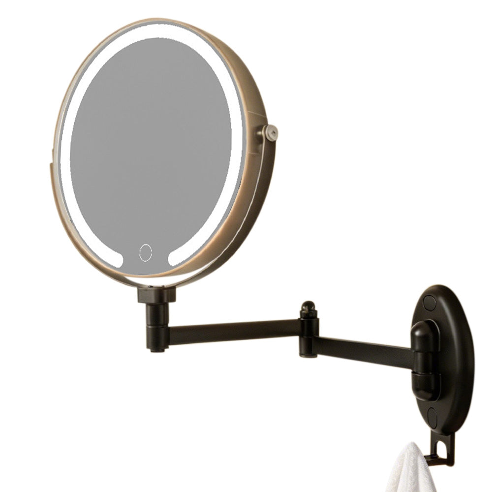 Extendable Wall Mounted LED Makeup Mirror with 7X Magnification and 3 Colors
