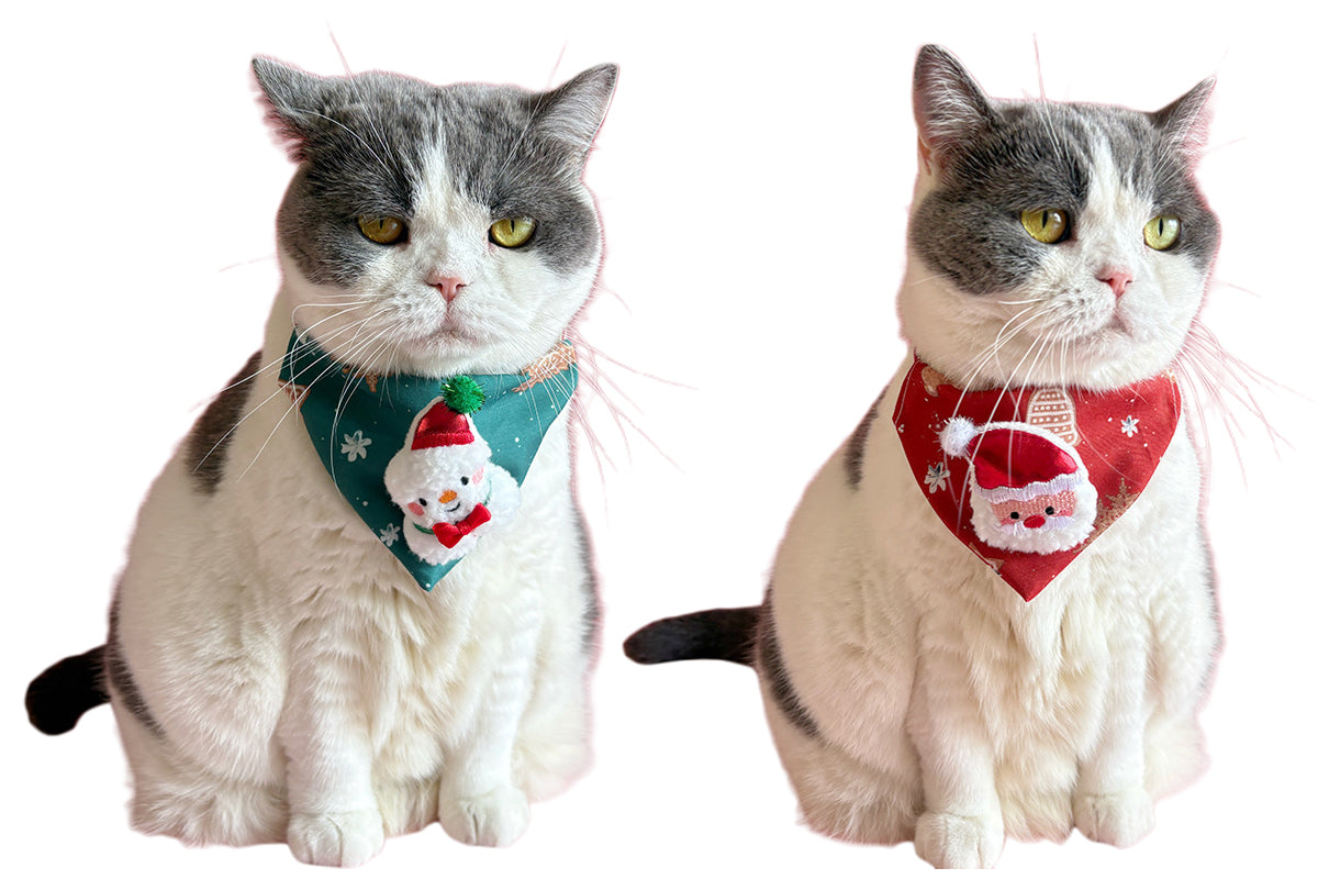4pcs Christmas Cat Bandana Collar Adjustable Xmas Pet Bandana Collar