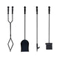 5 Pieces Fireplace Tool Set Wrought Iron With Stand For Indoor And Outdoor Use