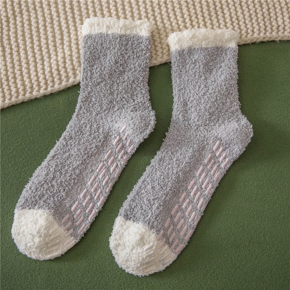 4Pcs Non-Slip Grip Socks for Women Fluffy Slipper Socks