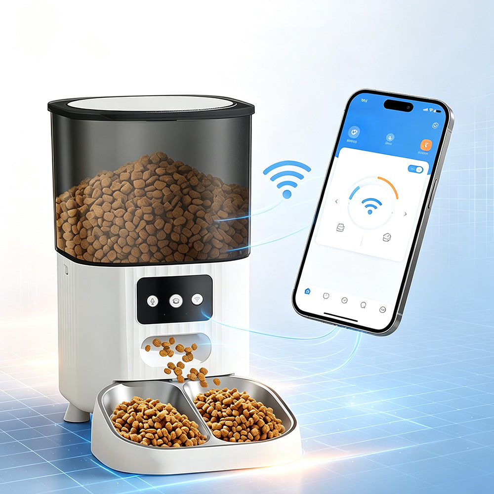 4.5L Automatic Cat Feeders with 2 Bowls Timer Pet Smart Feeder for Dog Cat