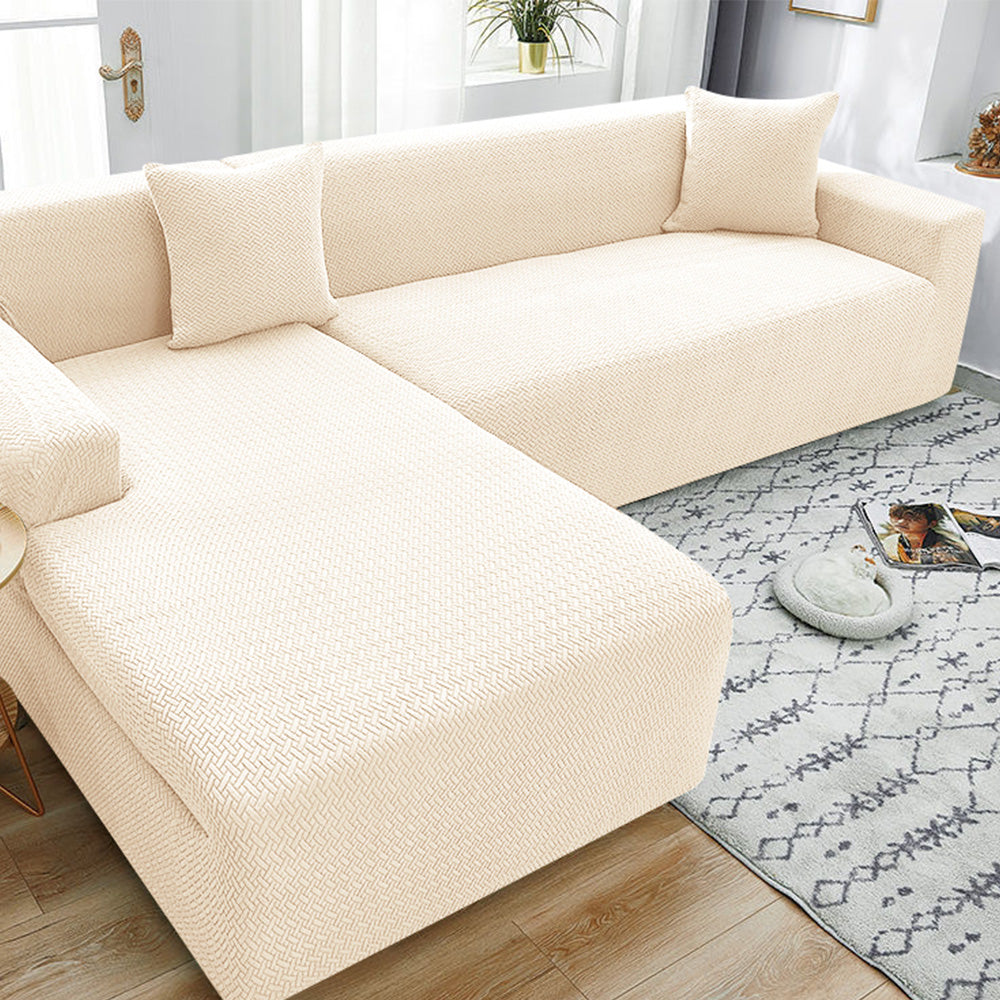 Elastic Full-Cover T-Shaped Jacquard Universal Sofa Slipcover for 1-4 Seater