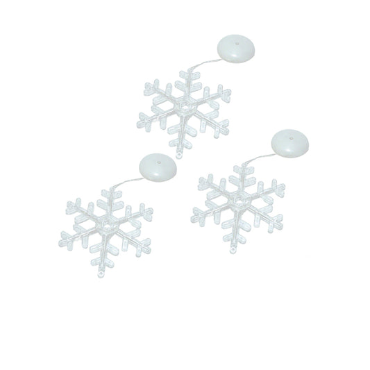 3Pcs LED Lights Snowflake Window Suction Cup Decoration