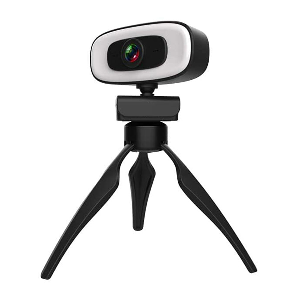 4K Webcam with Microphone Ring Light and Rotatable Tripod Computer Webcam