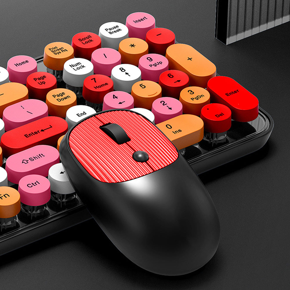 2.4GHz Wireless Keyboard And Mouse Combo With Round Key Caps
