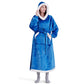 Fleece Long Blanket Hoodie with Giant Pocket and Belt Wearable Hooded Blanket