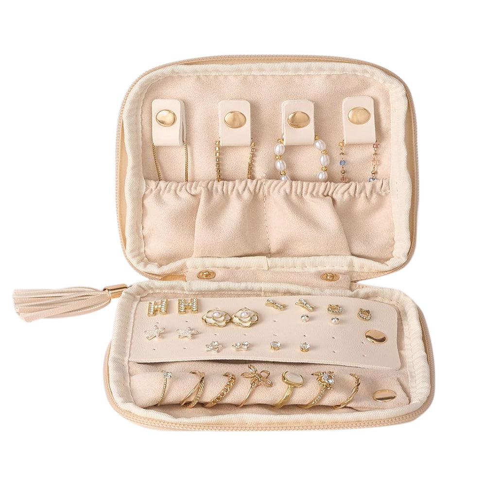 PU Multi Compartment Travel Jewelry Organizer Bag with Velvet Lining
