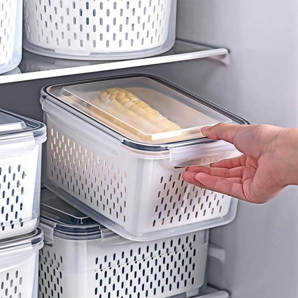 3Pack Fridge Food Storage Container Sets with Lids and Strainer