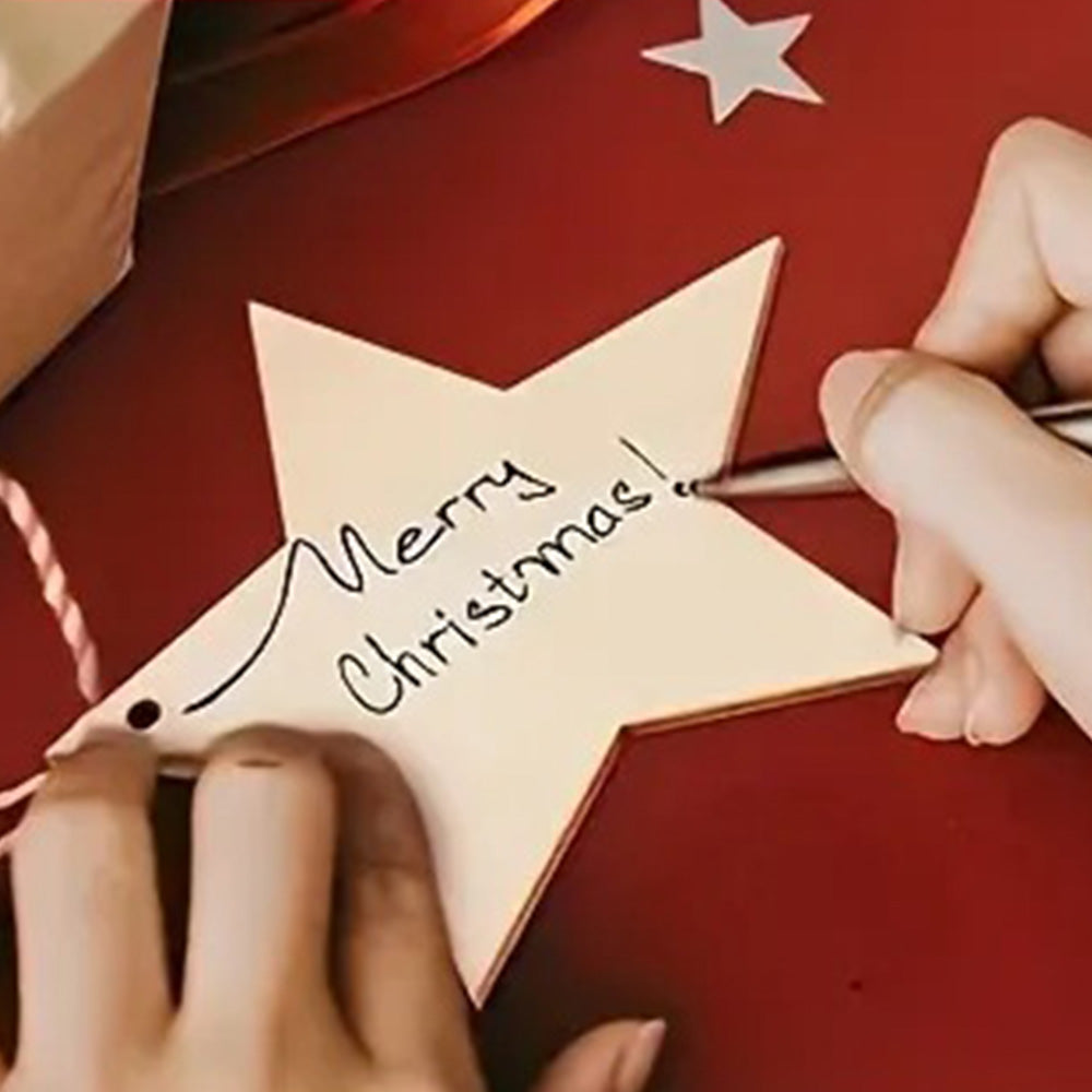 100Pcs Wooden Christmas Tree Decorations Assorted Blank Shapes for Painting