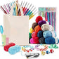 73Pcs Crochet Knitting Needles Yarn Balls and Tote Bag Set