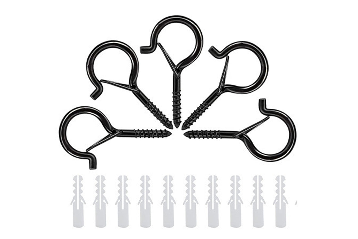 20PCS Q Hanger Hooks with Safety Buckle Windproof Screw Hooks for Hanging Outdoor Lights Plants