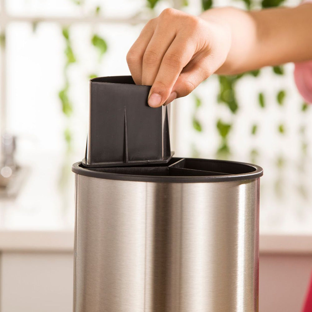 360 Degree Rotating Stainless Steel Kitchen Utensil Holder with Drain Holes