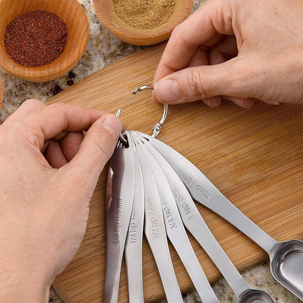 6Pcs Stainless Steel Measuring Cups Spoons Kitchen Baking Cooking Tools Set