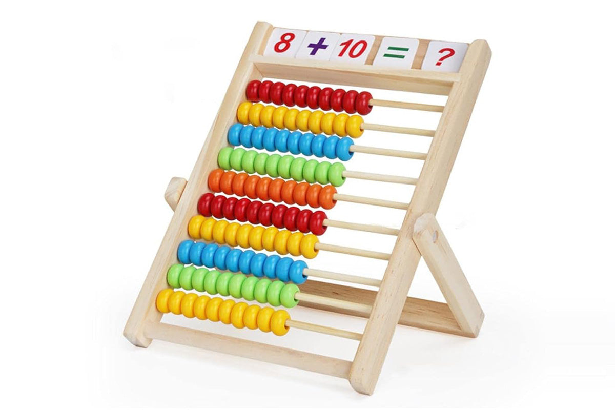 Wooden Abacus for Math with Counting Sticks Number Alphabet Cards Educational Toy