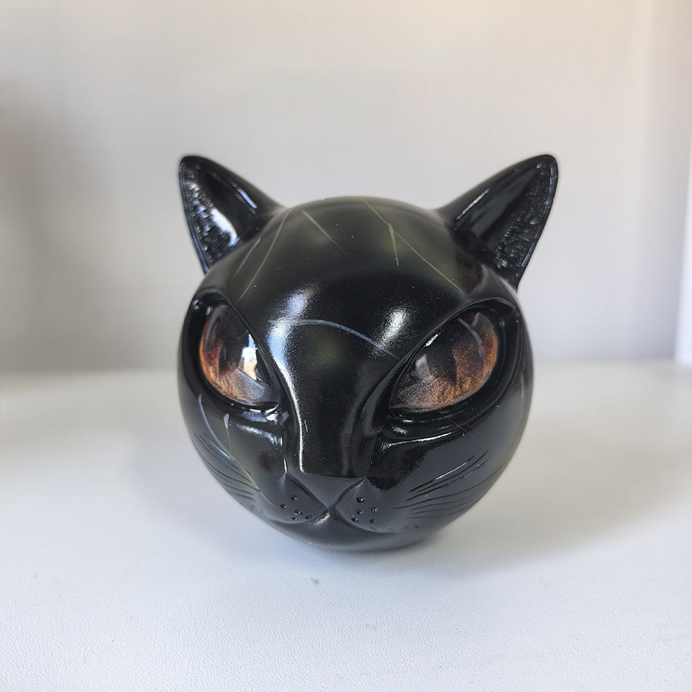 Luxury Black Cat Sculpture Elegant Home Decor Gift Ready Art Piece