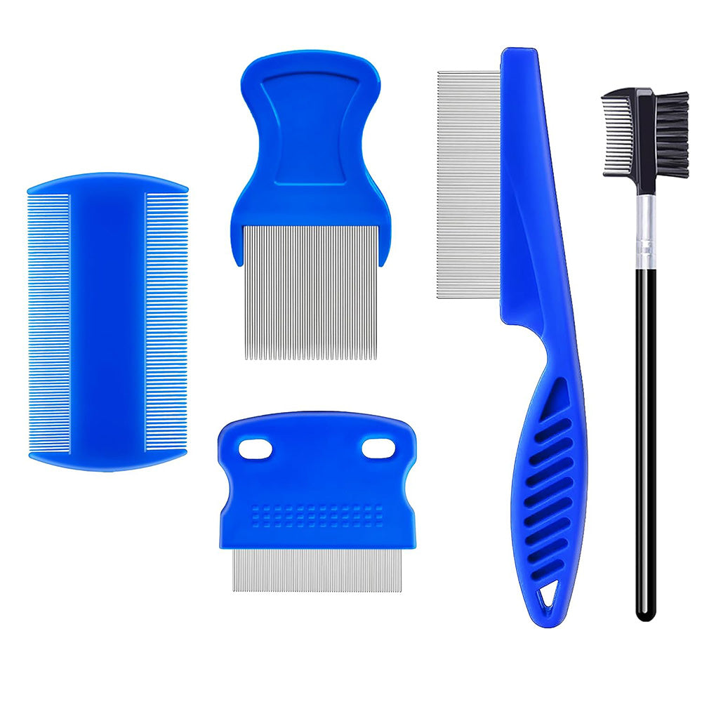 5Pcs Flea Lice Comb Set for Dogs and Cats Fine Tooth Grooming Brushes for Pet Hair Care
