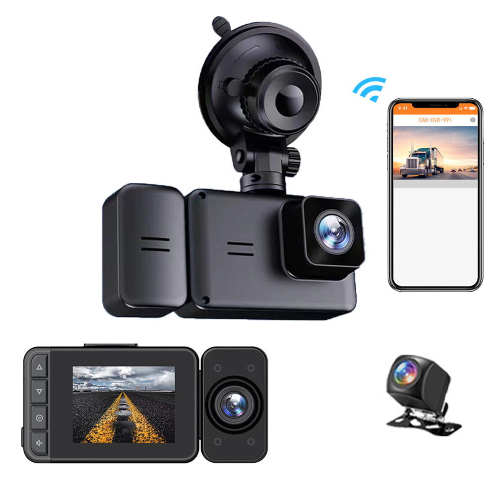 3 Channel Dash Cam Front And Rear With 32G Memory Card Built In WiFi