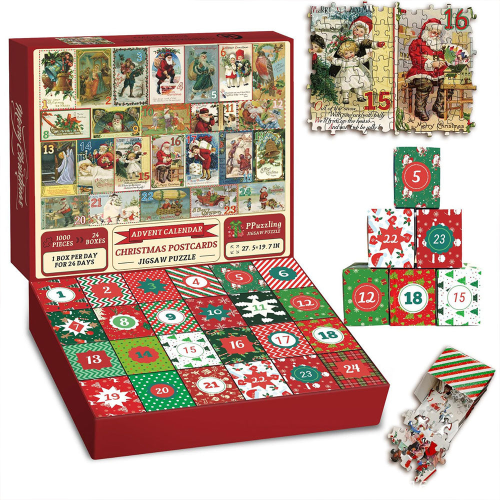 Christmas Advent Calendar Puzzle 1000 Piece Advent Calendar 24 Days Countdown Puzzles Toy