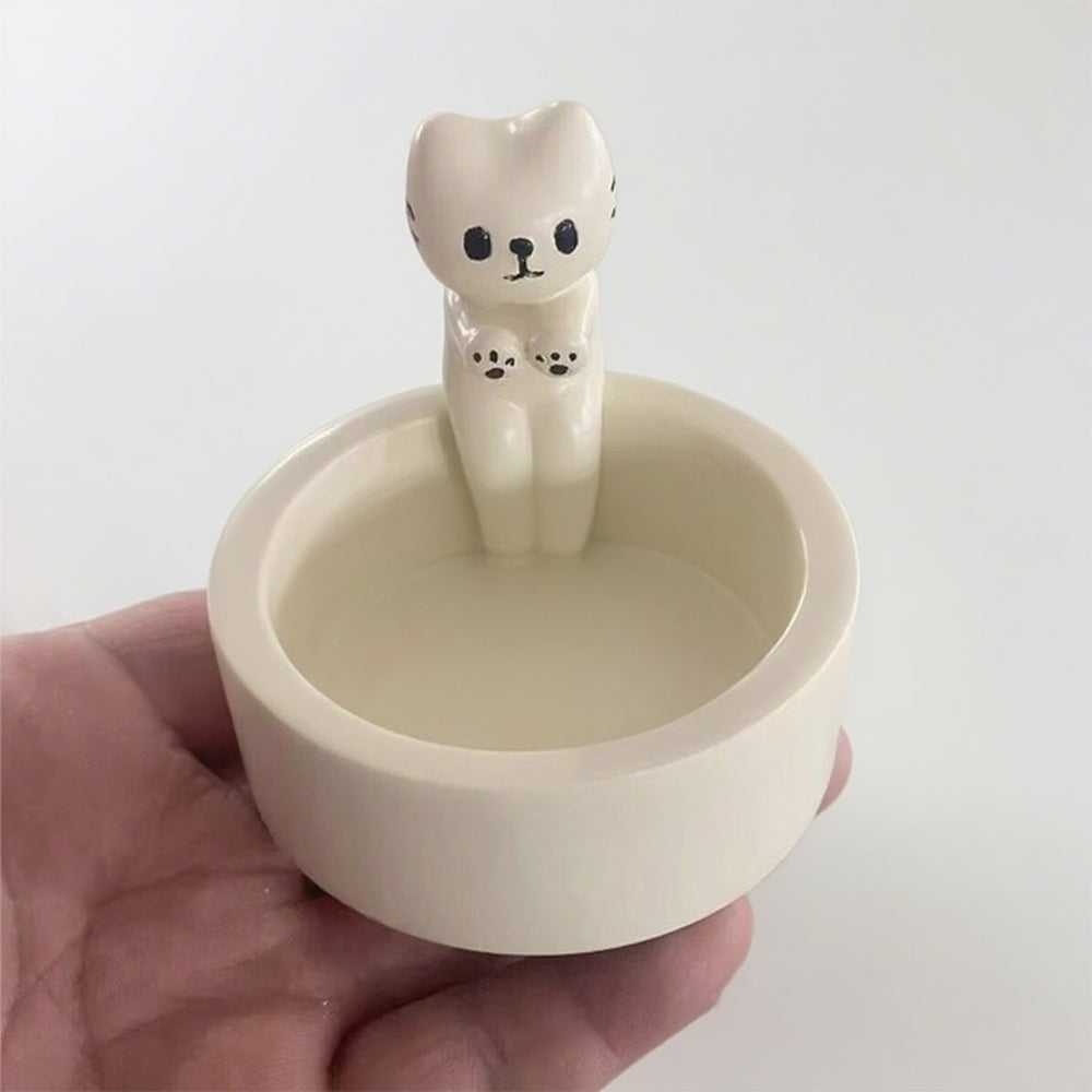 Kitten Candle Holder Cartoon Kitty Warming Its Paws Cute Scented Light Holder