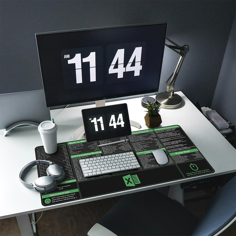 2Pcs Excel Shortcuts Office Mouse Pad Keyboard Mat
