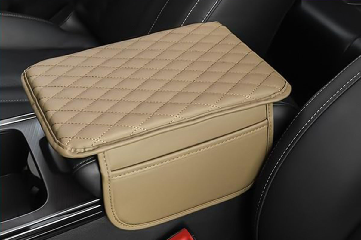 Microfiber Leather Car Center Console Cover Car Arm Rest Cover with 2 Storage Bags