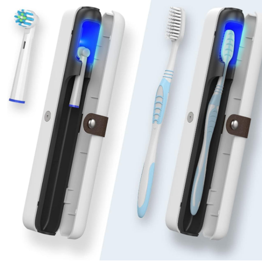 2Pcs Portable UV Toothbrush Steriliser Single Brush Storage Box