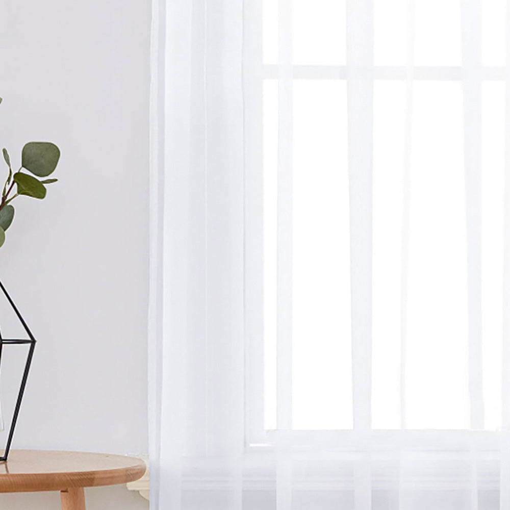 2Pcs 210x134cm Rod Pocket Sheer Curtain Voile Curtain Window Drape Privacy Draperies for Living Room