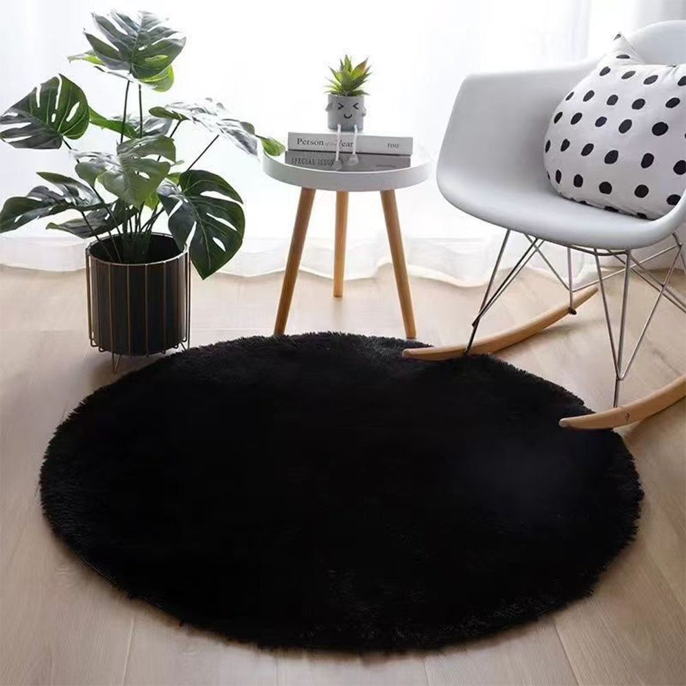 Round Fluffy Rug Plush Area Rug Soft Non Slip Carpet for Living Room Bedroom