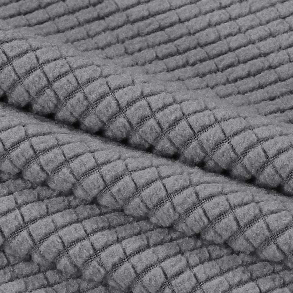 Elastic Jacquard Footrest Cover with Textured Stripes and Elastic Strap-Light Grey