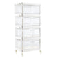 4 Tier Clear Storage Bins with Lids Stackable Plastic Bins with Wheels for Closet Bedroom Living Room