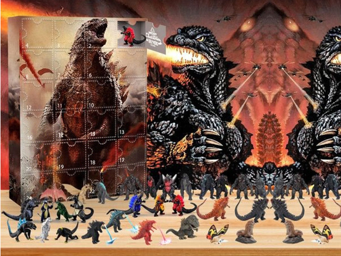 Godzilla Inspired Christmas Countdown Calendar 24 Day Advent Calendar Xmas Tree Ornaments