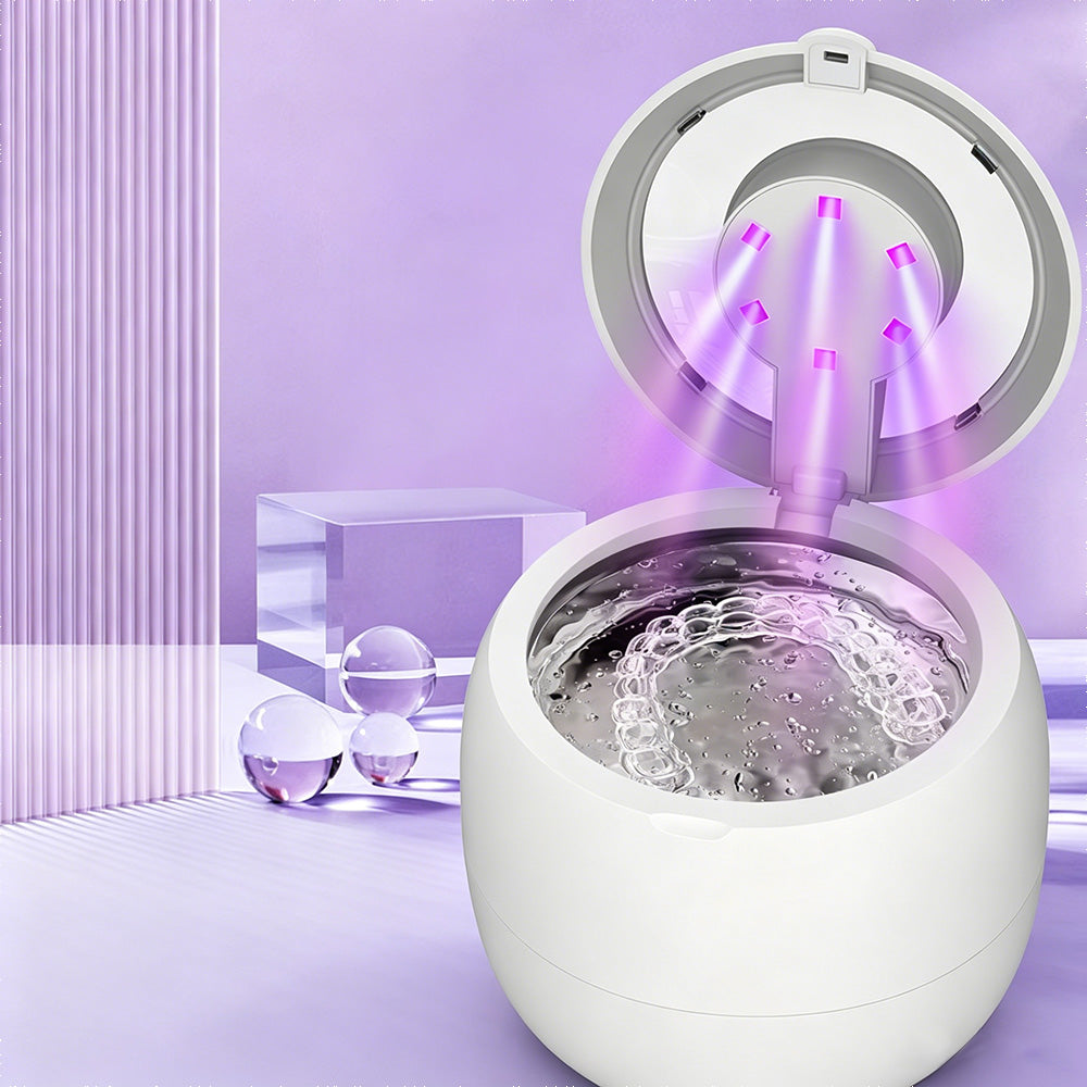 45kHz 210ml Ultrasonic Retainer Cleaner Machine Dentures Cleaner for Night Guards Braces Aligners