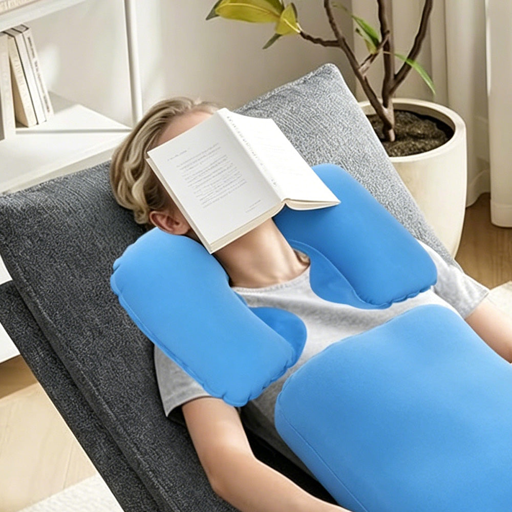 2 Pack Inflatable Travel Neck Pillow U Shaped for Car Plane Soft Velvet PVC Portable