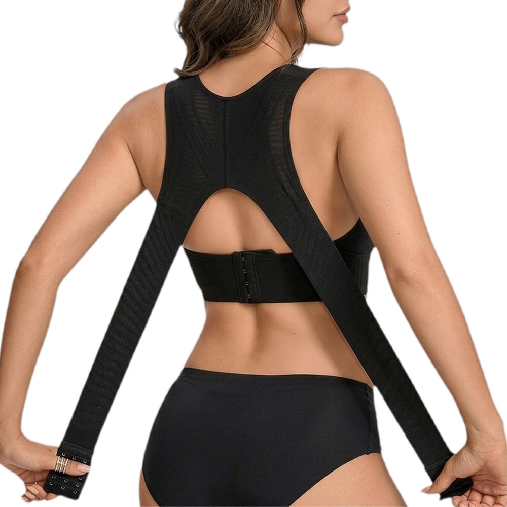 Wireless Front Closure Seamless Full Coverage Cross Back Bra for Women-Black